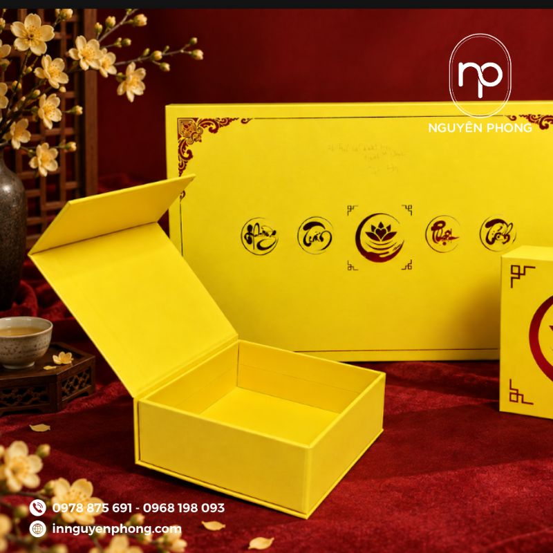 Mẫu hộp đựng bánh trung thu họa tiết